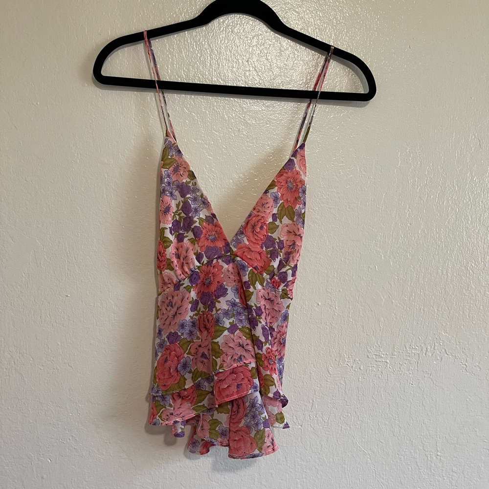 ASTR The Label Pink and purple floral print cami top - Picture 2 of 6